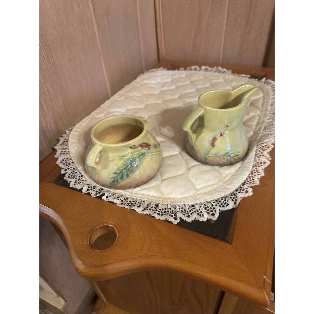 Vintage‎ Roseville Bittersweet Pattern Sugar And Creamer Set